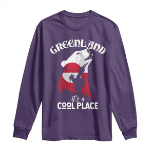 Polar Bear Greenland Flag Graphic Long Sleeve Shirt It's a Cool Place Arctic Circle TS02 Purple Print Your Wear