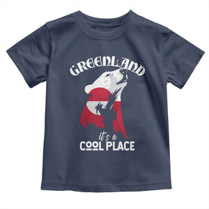 Polar Bear Greenland Flag Graphic Toddler T Shirt It's a Cool Place Arctic Circle TS02 Navy Print Your Wear