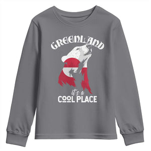Polar Bear Greenland Flag Graphic Youth Sweatshirt It's a Cool Place Arctic Circle TS02 Charcoal Print Your Wear
