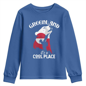 Polar Bear Greenland Flag Graphic Youth Sweatshirt It's a Cool Place Arctic Circle TS02 Royal Blue Print Your Wear