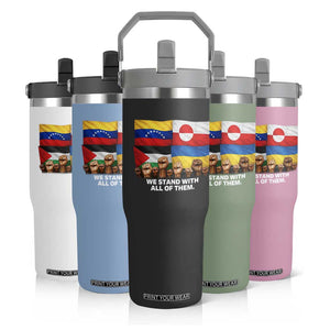We Stand With Venezuela Greenland Ukraine Palestine Flip Straw Tumbler Solidarity Fists Flags Global Support TS02 Print Your Wear