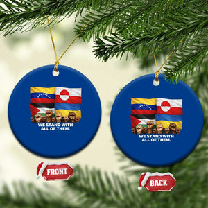 We Stand With Venezuela Greenland Ukraine Palestine Ceramic Ornament Solidarity Fists Flags Global Support TS02 1pc Blue Print Your Wear