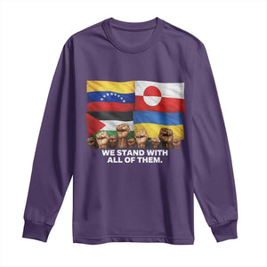 We Stand With Venezuela Greenland Ukraine Palestine Long Sleeve Shirt Solidarity Fists Flags Global Support TS02 Purple Print Your Wear