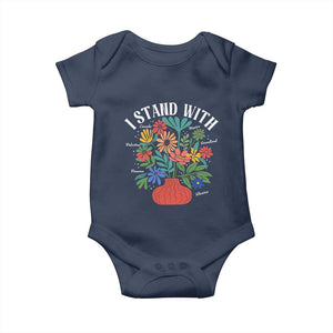 I Stand With Mexico Greenland Ukraine Canada Palestine Panama Baby Onesie Colorful Floral Solidarity Global Unity TS02 Navy Print Your Wear