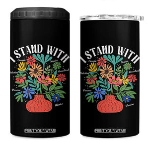 I Stand With Mexico Greenland Ukraine Canada Palestine Panama 4 in 1 Can Cooler Tumbler Colorful Floral Solidarity Global Unity TS02 One Size: 16 oz Black Print Your Wear