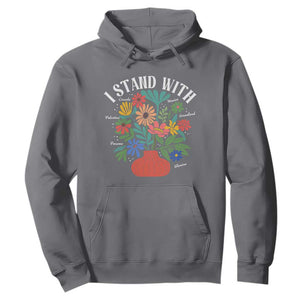 I Stand With Mexico Greenland Ukraine Canada Palestine Panama Hoodie Colorful Floral Solidarity Global Unity TS02 Charcoal Print Your Wear