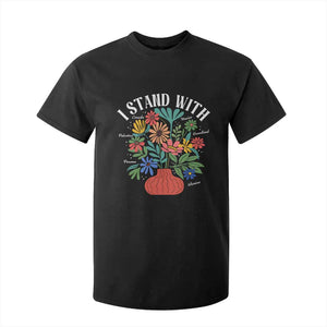 I Stand With Mexico Greenland Ukraine Canada Palestine Panama T Shirt For Kid Colorful Floral Solidarity Global Unity TS02 Black Print Your Wear