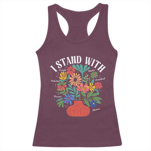 I Stand With Mexico Greenland Ukraine Canada Palestine Panama Racerback Tank Top Colorful Floral Solidarity Global Unity TS02 Maroon Print Your Wear