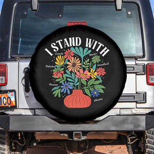 I Stand With Mexico Greenland Ukraine Canada Palestine Panama Spare Tire Cover Colorful Floral Solidarity Global Unity TS02 No hole Black Print Your Wear