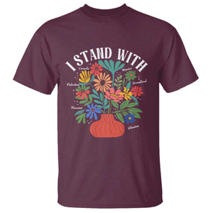 I Stand With Mexico Greenland Ukraine Canada Palestine Panama T Shirt Colorful Floral Solidarity Global Unity TS02 Maroon Print Your Wear