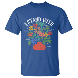 I Stand With Mexico Greenland Ukraine Canada Palestine Panama T Shirt Colorful Floral Solidarity Global Unity TS02 Royal Blue Print Your Wear