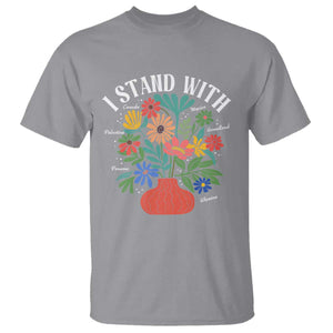 I Stand With Mexico Greenland Ukraine Canada Palestine Panama T Shirt Colorful Floral Solidarity Global Unity TS02 Sport Gray Print Your Wear