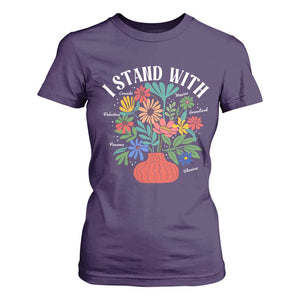 I Stand With Mexico Greenland Ukraine Canada Palestine Panama T Shirt For Women Colorful Floral Solidarity Global Unity TS02 Purple Print Your Wear