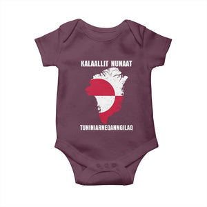 Kalaallit Nunaat Tuniniagaanngilaq Greenlandic Baby Onesie Greenland Is Not For Sale Patriotic Grunge Flag TS02 Maroon Print Your Wear