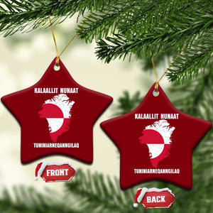 Kalaallit Nunaat Tuniniagaanngilaq Greenlandic Ceramic Ornament Greenland Is Not For Sale Patriotic Grunge Flag TS02 Print Your Wear