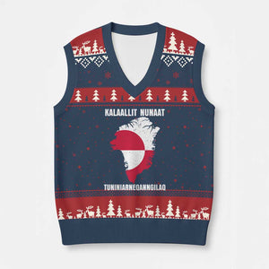 Kalaallit Nunaat Tuniniagaanngilaq Greenlandic V-Neck Knit Sweater Vest Greenland Is Not For Sale Patriotic Grunge Flag TS02 Navy Red Print Your Wear