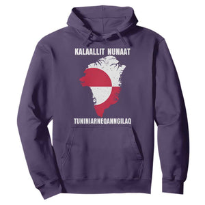 Kalaallit Nunaat Tuniniagaanngilaq Greenlandic Hoodie Greenland Is Not For Sale Patriotic Grunge Flag TS02 Purple Print Your Wear