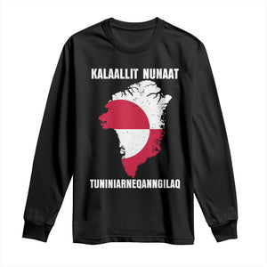 Kalaallit Nunaat Tuniniagaanngilaq Greenlandic Long Sleeve Shirt Greenland Is Not For Sale Patriotic Grunge Flag TS02 Black Print Your Wear