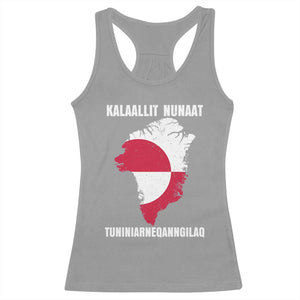 Kalaallit Nunaat Tuniniagaanngilaq Greenlandic Racerback Tank Top Greenland Is Not For Sale Patriotic Grunge Flag TS02 Sport Gray Print Your Wear