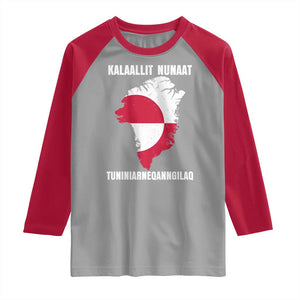Kalaallit Nunaat Tuniniagaanngilaq Greenlandic Raglan Shirt Greenland Is Not For Sale Patriotic Grunge Flag TS02 Sport Gray Red Print Your Wear