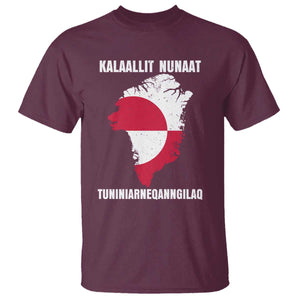 Kalaallit Nunaat Tuniniagaanngilaq Greenlandic T Shirt Greenland Is Not For Sale Patriotic Grunge Flag TS02 Maroon Print Your Wear