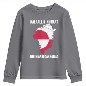 Kalaallit Nunaat Tuniniagaanngilaq Greenlandic Youth Sweatshirt Greenland Is Not For Sale Patriotic Grunge Flag TS02 Charcoal Print Your Wear