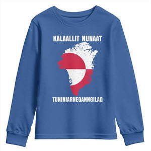Kalaallit Nunaat Tuniniagaanngilaq Greenlandic Youth Sweatshirt Greenland Is Not For Sale Patriotic Grunge Flag TS02 Royal Blue Print Your Wear