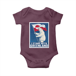 I Stand With Greenland Polar Bear Resist Baby Onesie Vintage Patriotic Propaganda Sovereignty Protest TS02 Maroon Print Your Wear