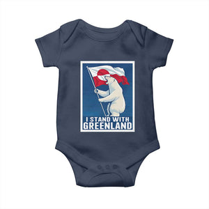 I Stand With Greenland Polar Bear Resist Baby Onesie Vintage Patriotic Propaganda Sovereignty Protest TS02 Navy Print Your Wear