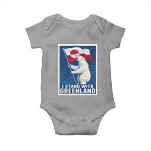 I Stand With Greenland Polar Bear Resist Baby Onesie Vintage Patriotic Propaganda Sovereignty Protest TS02 Sport Gray Print Your Wear