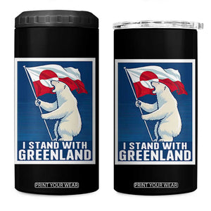 I Stand With Greenland Polar Bear Resist 4 in 1 Can Cooler Tumbler Vintage Patriotic Propaganda Sovereignty Protest TS02 One Size: 16 oz Black Print Your Wear