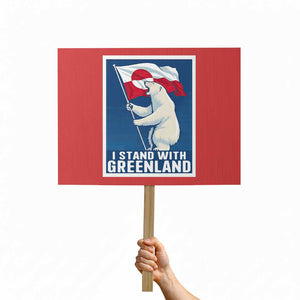 I Stand With Greenland Polar Bear Resist Protest Sign Vintage Patriotic Propaganda Sovereignty Protest TS02 Horizontal 18" × 24" Red Print Your Wear