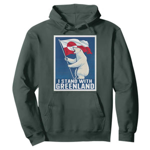 I Stand With Greenland Polar Bear Resist Hoodie Vintage Patriotic Propaganda Sovereignty Protest TS02 Dark Forest Green Print Your Wear