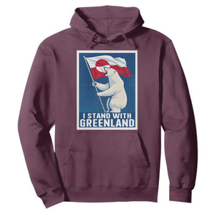 I Stand With Greenland Polar Bear Resist Hoodie Vintage Patriotic Propaganda Sovereignty Protest TS02 Maroon Print Your Wear
