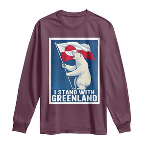 I Stand With Greenland Polar Bear Resist Long Sleeve Shirt Vintage Patriotic Propaganda Sovereignty Protest TS02 Maroon Print Your Wear
