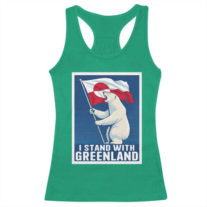 I Stand With Greenland Polar Bear Resist Racerback Tank Top Vintage Patriotic Propaganda Sovereignty Protest TS02 Irish Green Print Your Wear