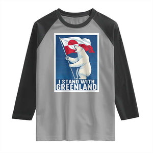I Stand With Greenland Polar Bear Resist Raglan Shirt Vintage Patriotic Propaganda Sovereignty Protest TS02 Sport Gray Black Print Your Wear