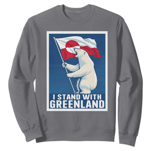 I Stand With Greenland Polar Bear Resist Sweatshirt Vintage Patriotic Propaganda Sovereignty Protest TS02 Charcoal Print Your Wear