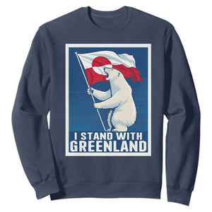 I Stand With Greenland Polar Bear Resist Sweatshirt Vintage Patriotic Propaganda Sovereignty Protest TS02 Navy Print Your Wear