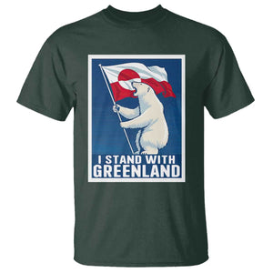 I Stand With Greenland Polar Bear Resist T Shirt Vintage Patriotic Propaganda Sovereignty Protest TS02 Dark Forest Green Print Your Wear