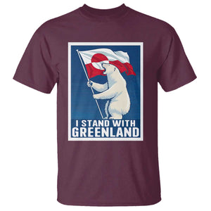 I Stand With Greenland Polar Bear Resist T Shirt Vintage Patriotic Propaganda Sovereignty Protest TS02 Maroon Print Your Wear