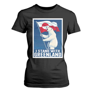 I Stand With Greenland Polar Bear Resist T Shirt For Women Vintage Patriotic Propaganda Sovereignty Protest TS02 Black Print Your Wear