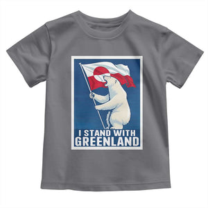 I Stand With Greenland Polar Bear Resist Toddler T Shirt Vintage Patriotic Propaganda Sovereignty Protest TS02 Charcoal Print Your Wear