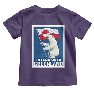 I Stand With Greenland Polar Bear Resist Toddler T Shirt Vintage Patriotic Propaganda Sovereignty Protest TS02 Purple Print Your Wear