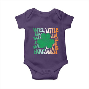 Funny St Patricks Day Baby Onesie Wee Little Hooligan Funny Leprechaun Kids Boys Girls TS02 Purple Print Your Wear