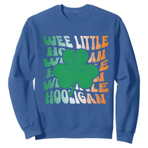 Funny St. Patricks Day Sweatshirt Wee Little Hooligan Funny Leprechaun Kids Boys Girls TS02 Royal Blue Printyourwear