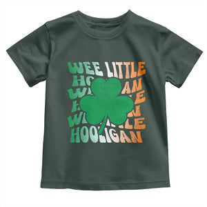 Funny St Patricks Day Toddler T Shirt Wee Little Hooligan Funny Leprechaun Kids Boys Girls TS02 Dark Forest Green Print Your Wear