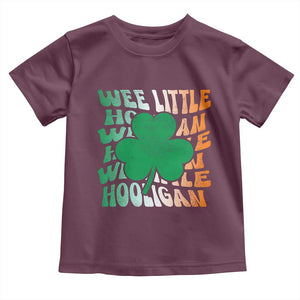 Funny St Patricks Day Toddler T Shirt Wee Little Hooligan Funny Leprechaun Kids Boys Girls TS02 Maroon Print Your Wear
