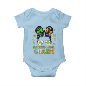 Funny St Patricks Day Kid Baby Onesie Mommy's Lucky Charm Cute Little Bun Girls TS02 Light Blue Print Your Wear