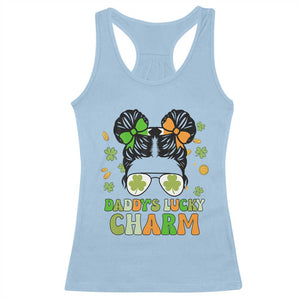 Funny St Patricks Day Kid Racerback Tank Top Mommy's Lucky Charm Cute Little Bun Girls TS02 Light Blue Print Your Wear